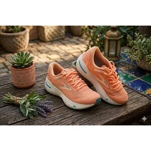 Brooks Ghost Max Womens 8.5 Coral Peach Cushioned Road Running Shoes Sneakers